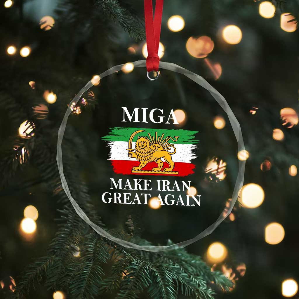 Make Iran Great Again Patriotic MIGA Crystal Glass Ornament Lion and Sun Flag Iranian Revolution TS02 Print Your Wear