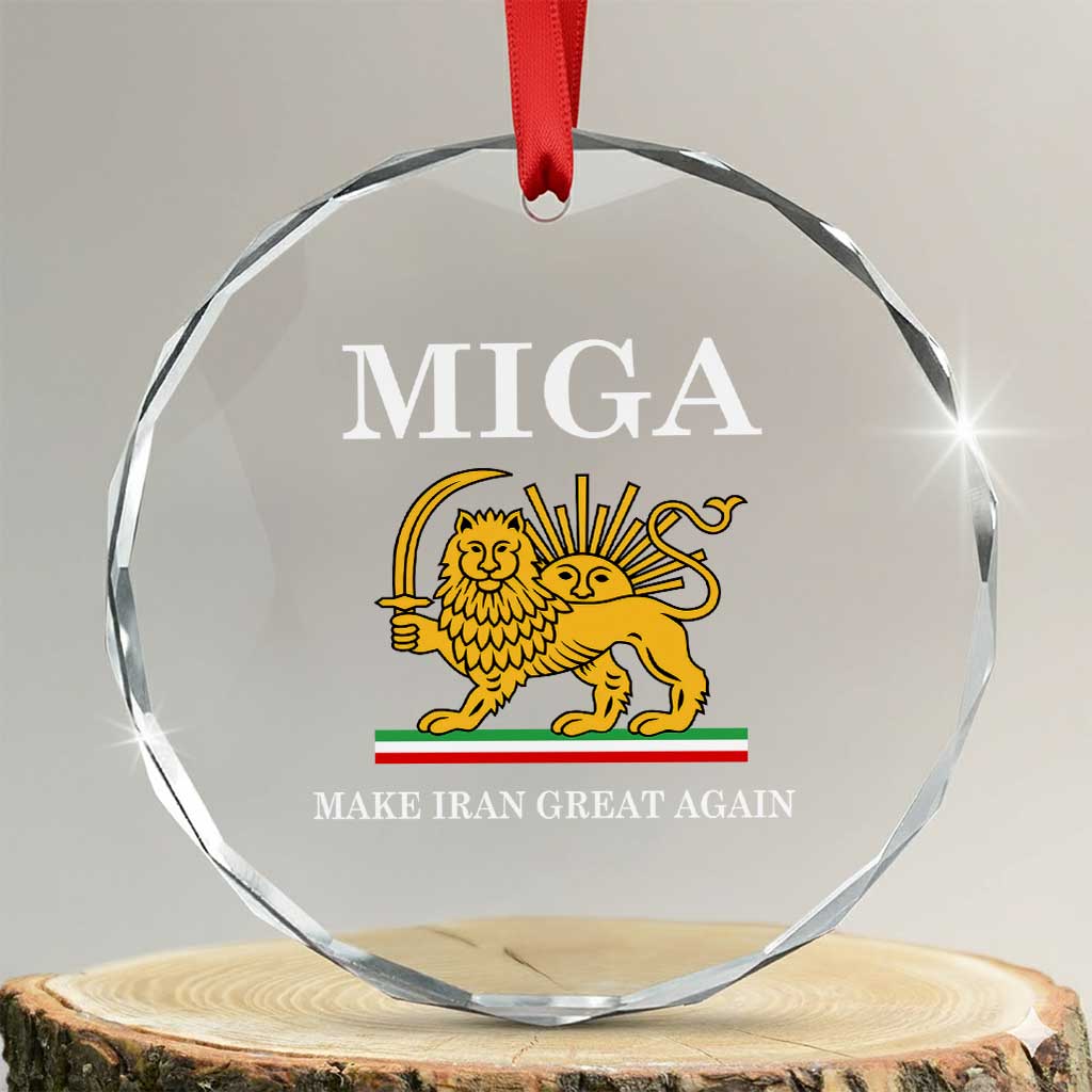 Make Iran Great Again Patriotic MIGA Crystal Glass Ornament Lion and Sun Iranian Revolution Freedom Supporters TS02 Transparent Glass 3'' Circle Print Your Wear