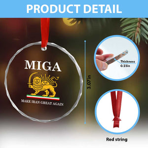 Make Iran Great Again Patriotic MIGA Crystal Glass Ornament Lion and Sun Iranian Revolution Freedom Supporters TS02 Print Your Wear