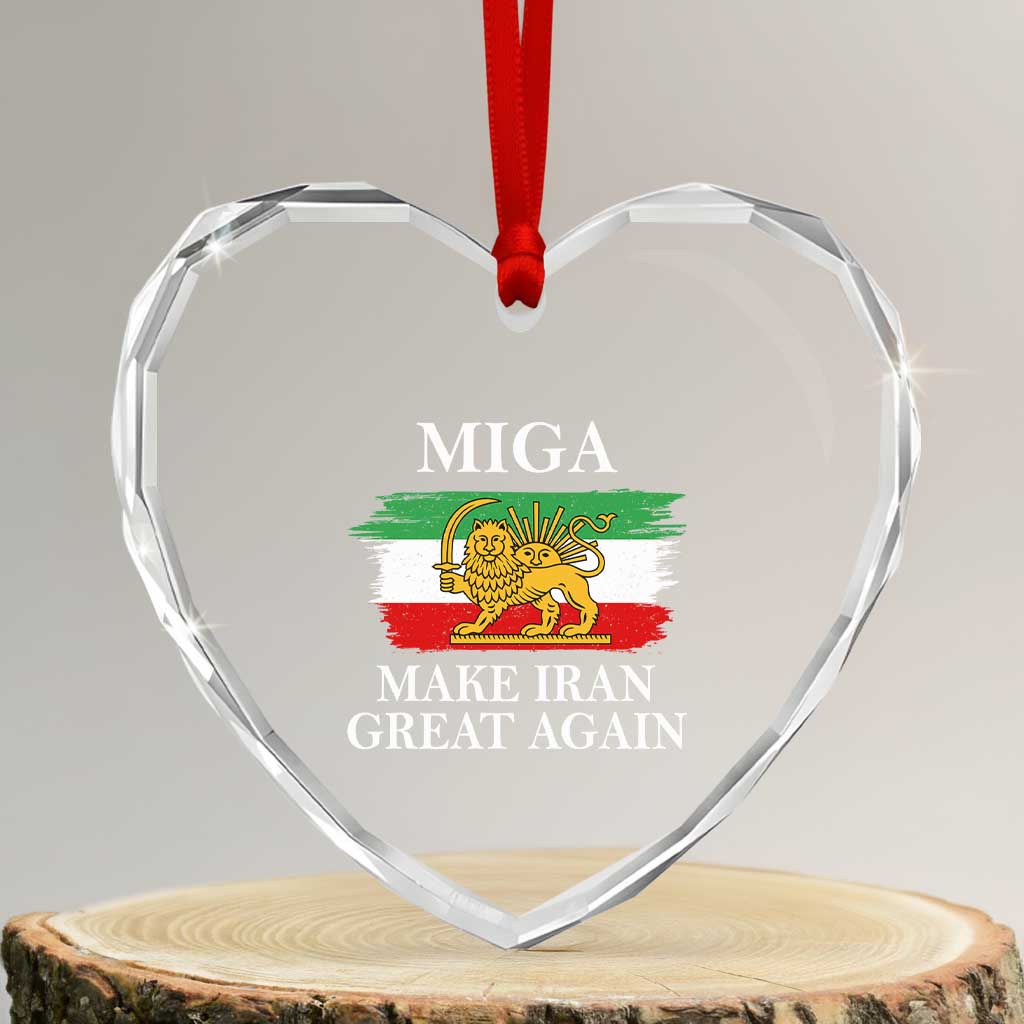 Make Iran Great Again Patriotic MIGA Heart Crystal Glass Ornament Lion and Sun Flag Iranian Revolution TS02 Transparent Glass 3'' Heart Print Your Wear