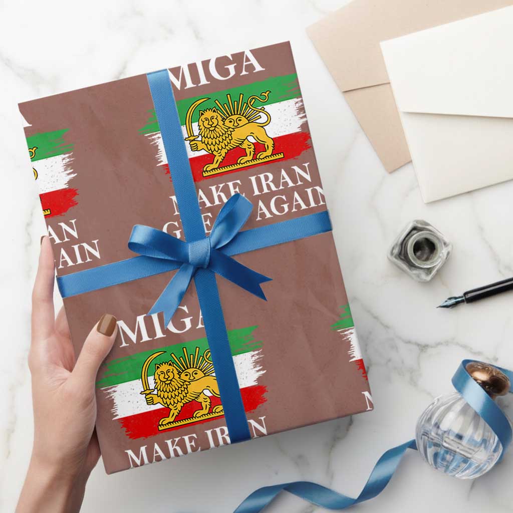 Make Iran Great Again Patriotic MIGA Wrapping Paper Roll Lion and Sun Flag Iranian Revolution TS02 Mocha Print Your Wear