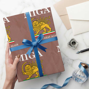Make Iran Great Again Patriotic MIGA Wrapping Paper Roll Lion and Sun Iranian Revolution Freedom Supporters TS02 Mocha Print Your Wear