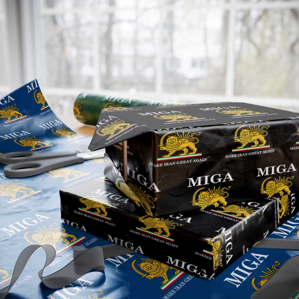 Make Iran Great Again Patriotic MIGA Wrapping Paper Roll Lion and Sun Iranian Revolution Freedom Supporters TS02 Black Print Your Wear