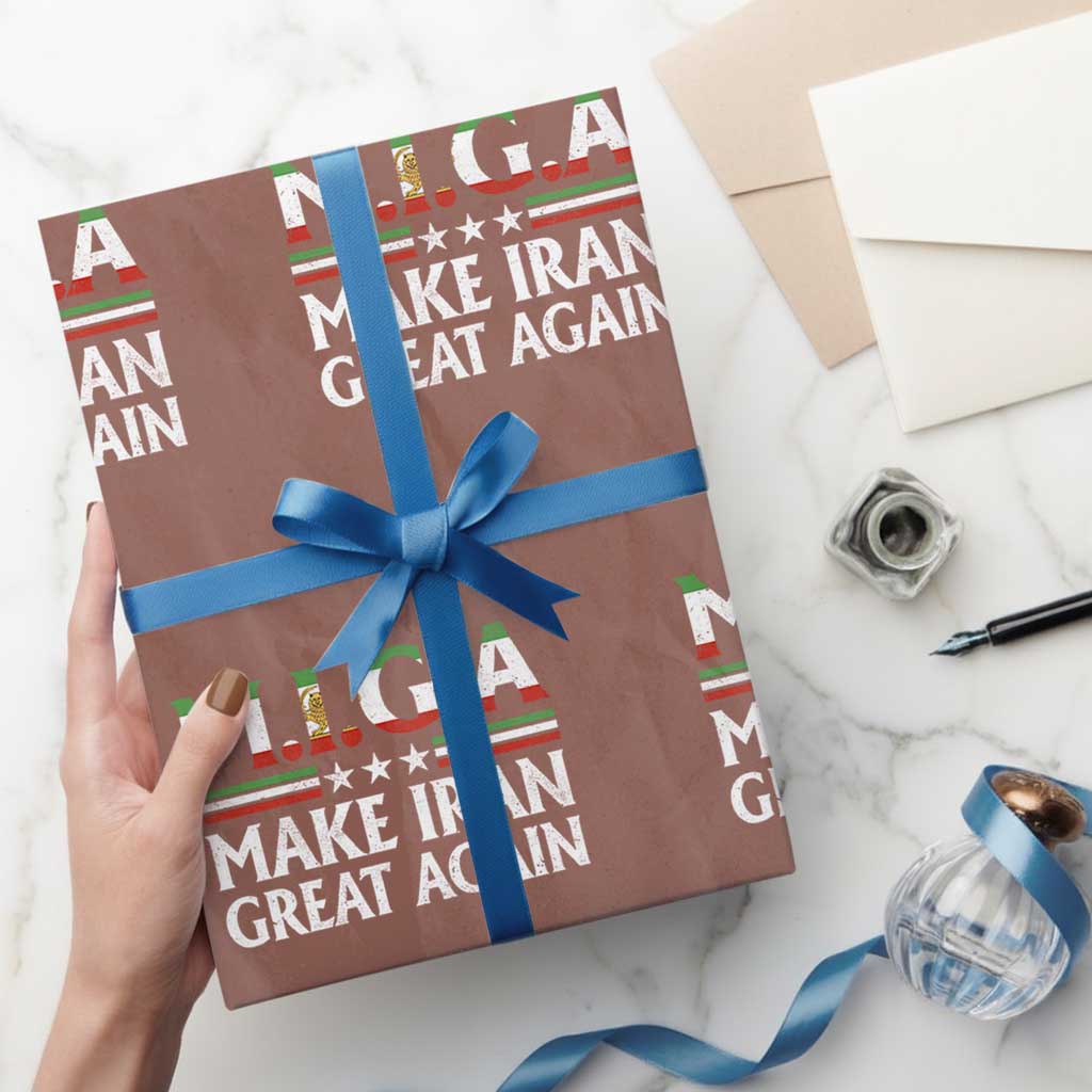 Make Iran Great Again Wrapping Paper Roll MIGA Emblem Of Iran Persian Lion Flag TS11 Mocha Print Your Wear