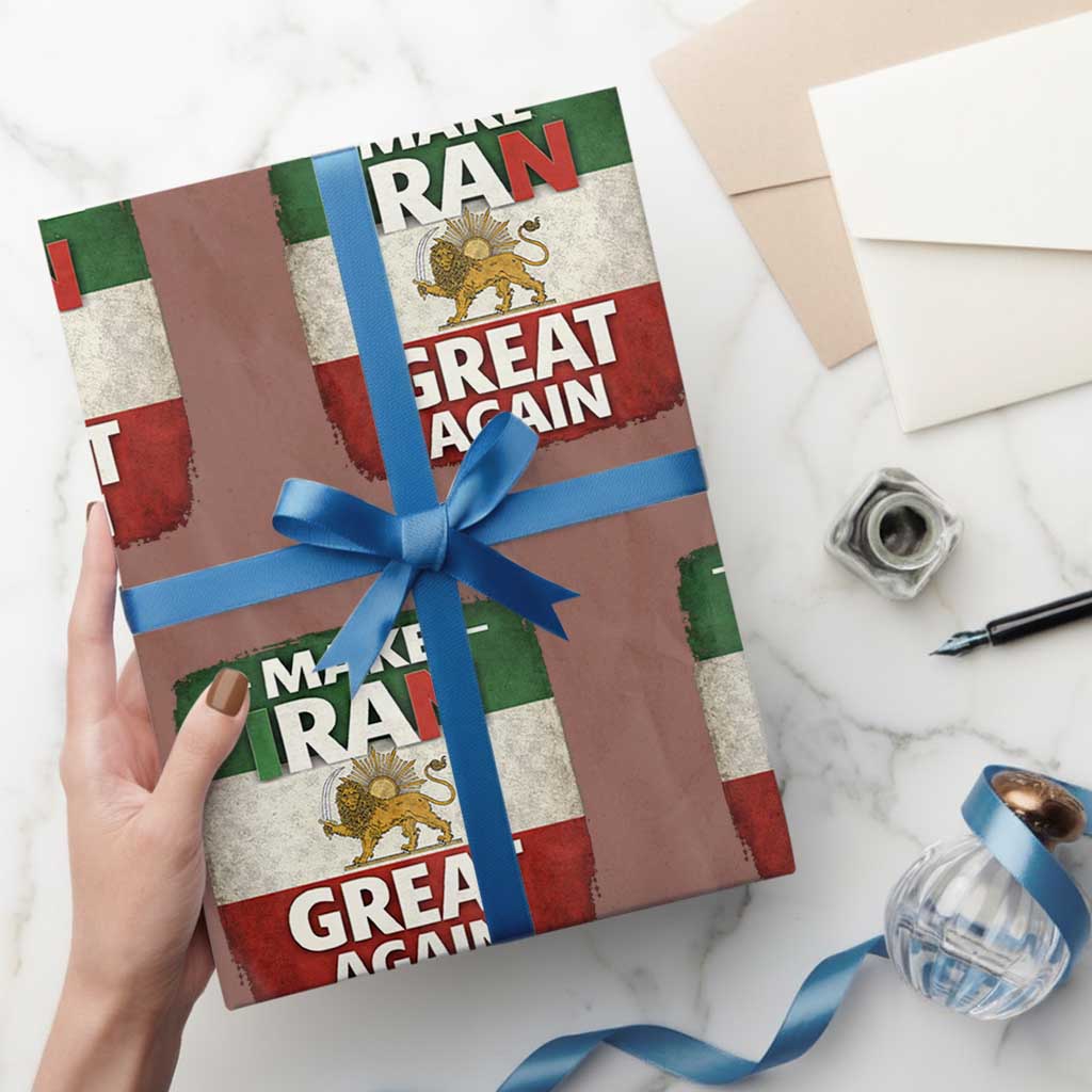 Make Iran Great Again Wrapping Paper Roll MIGA Vintage Persian Lion Flag TS11 Mocha Print Your Wear
