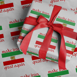 Make Iran Great Again Wrapping Paper Roll Vintage Lion and Sun Flag Patriotic Iranian Pride TS02 White Print Your Wear
