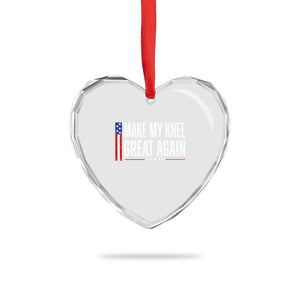 Make My Knee Great Again Funny Broken Knee Surgery Recovery Heart Crystal Glass Ornament Vintage USA Flag Patriotic