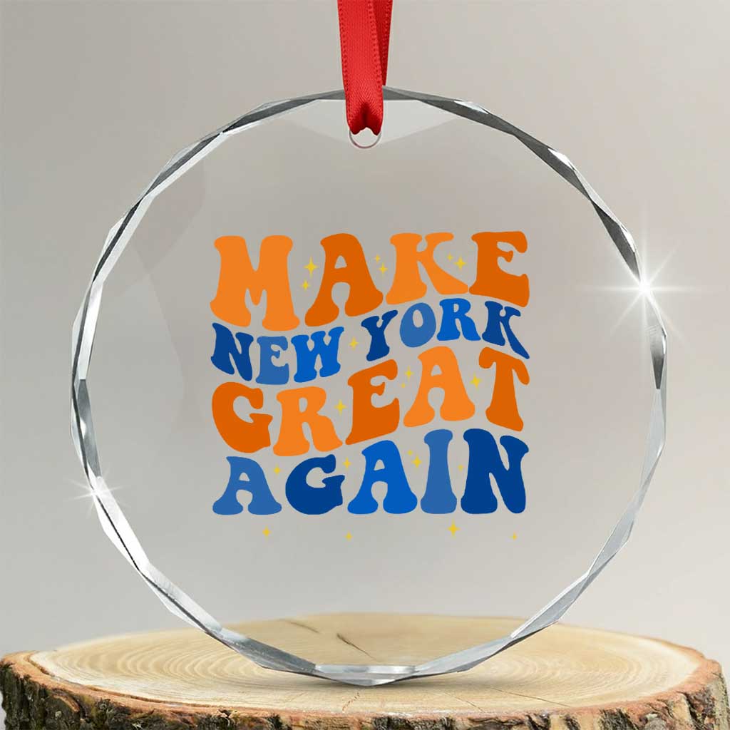 Make New York Great Again Crystal Glass Ornament Retro Wave Graphic TS12 Transparent Glass 3'' Circle Print Your Wear