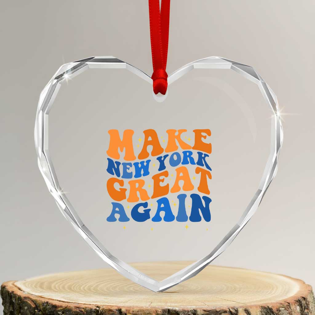Make New York Great Again Heart Crystal Glass Ornament Retro Wave Graphic