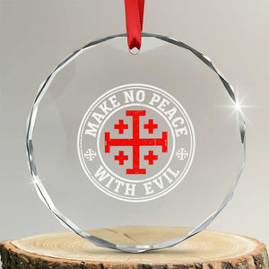 Make No Peace With Evil Jerusalem Cross Crystal Glass Ornament Christian Warrior Crusader Emblem Graphic