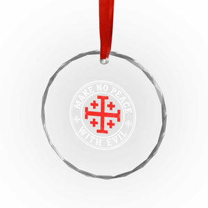 Make No Peace With Evil Jerusalem Cross Crystal Glass Ornament Christian Warrior Crusader Emblem Graphic