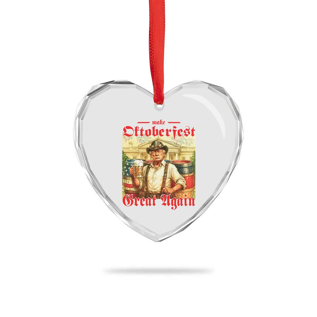 Make Oktoberfest Great Again Heart Crystal Glass Ornament Funny Trump Patriotic Beer Festival Parody TS02 Print Your Wear