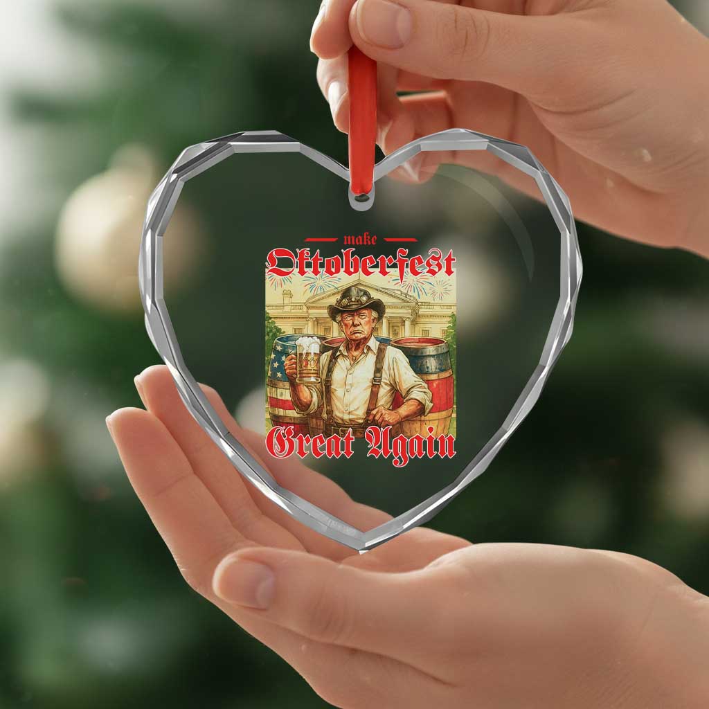 Make Oktoberfest Great Again Heart Crystal Glass Ornament Funny Trump Patriotic Beer Festival Parody TS02 Print Your Wear