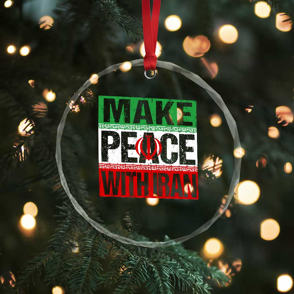 Make Peace With Iran Crystal Glass Ornament Peace Pacifist Stop War In Middle East TS11 Print Your Wear