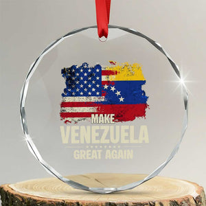 Make Venezuela Great Again Crystal Glass Ornament Distressed US and Venezuela Flag Unity TS02 Transparent Glass 3'' Circle Print Your Wear