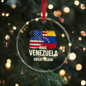 Make Venezuela Great Again Crystal Glass Ornament Distressed US and Venezuela Flag Unity TS02 Print Your Wear
