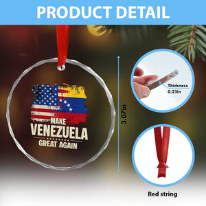 Make Venezuela Great Again Crystal Glass Ornament Distressed US and Venezuela Flag Unity TS02 Print Your Wear