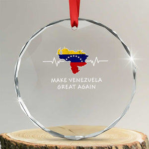 Make Venezuela Great Again Crystal Glass Ornament Patriotic Support Heartbeat Distressed Map Graphic TS02 Transparent Glass 3'' Circle Print Your Wear