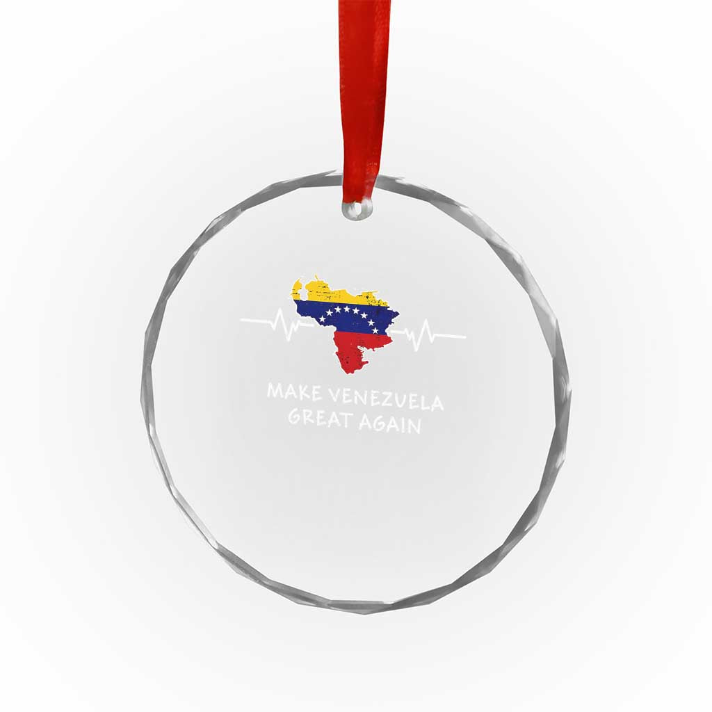 Make Venezuela Great Again Crystal Glass Ornament Patriotic Support Heartbeat Distressed Map Graphic TS02 Print Your Wear