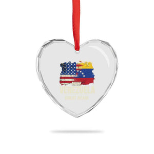 Make Venezuela Great Again Heart Crystal Glass Ornament Distressed US and Venezuela Flag Unity TS02 Print Your Wear