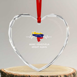 Make Venezuela Great Again Heart Crystal Glass Ornament Patriotic Support Heartbeat Distressed Map Graphic TS02 Transparent Glass 3'' Heart Print Your Wear