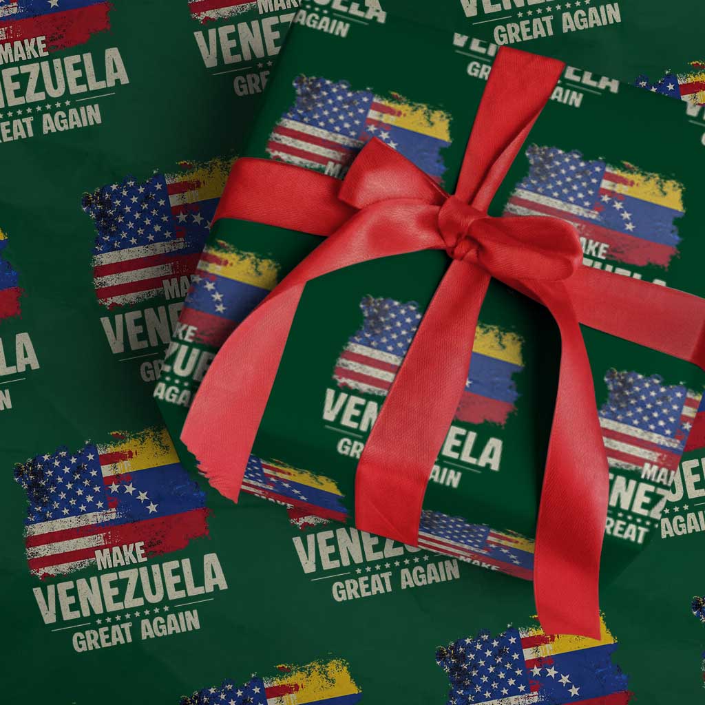 Make Venezuela Great Again Wrapping Paper Roll Distressed US and Venezuela Flag Unity TS02 Green Print Your Wear