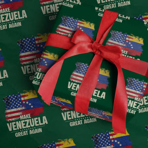 Make Venezuela Great Again Wrapping Paper Roll Distressed US and Venezuela Flag Unity TS02 Green Print Your Wear