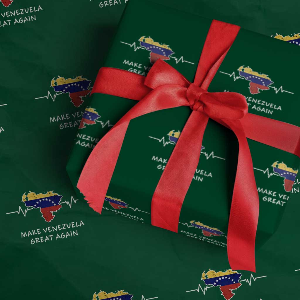 Make Venezuela Great Again Wrapping Paper Roll Patriotic Support Heartbeat Distressed Map Graphic TS02 Green Print Your Wear