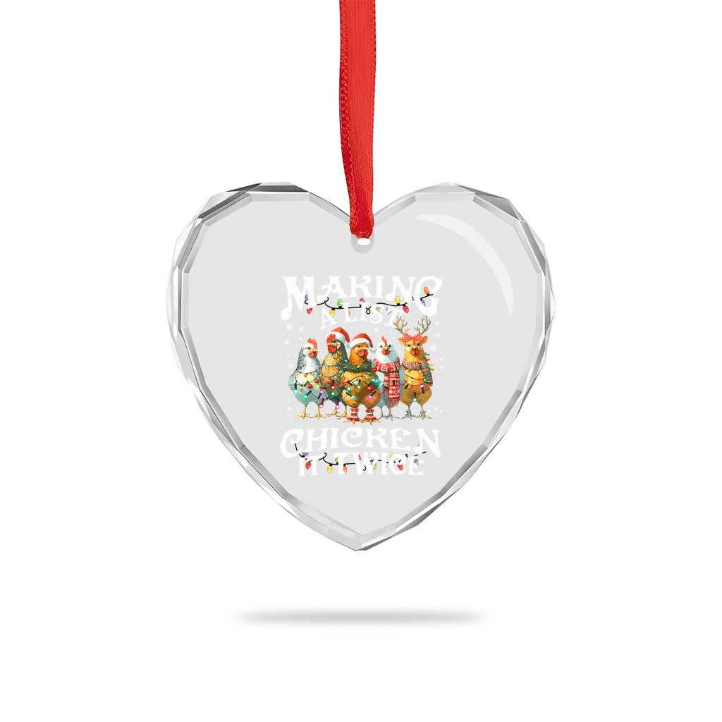 Making A List Chicken It Twice Heart Crystal Glass Ornament Funny Christmas Chicken TS11 Print Your Wear
