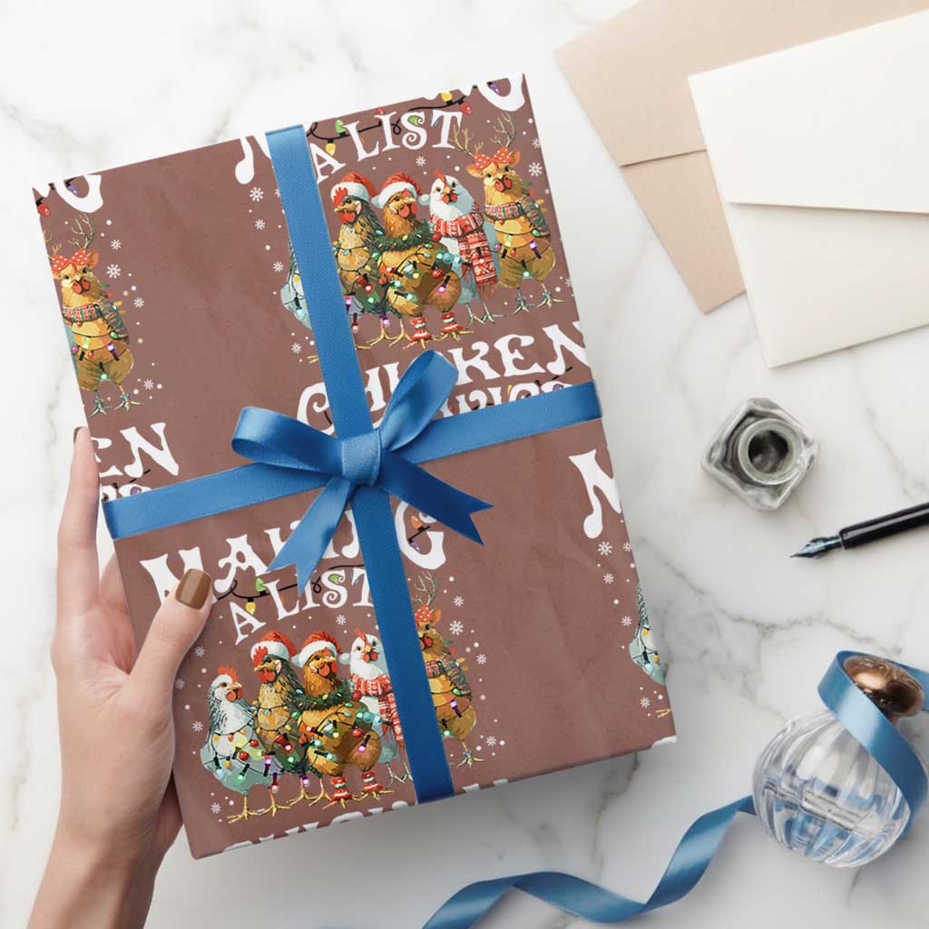 Making A List Chicken It Twice Wrapping Paper Roll Funny Christmas Chicken TS11 Mocha Print Your Wear
