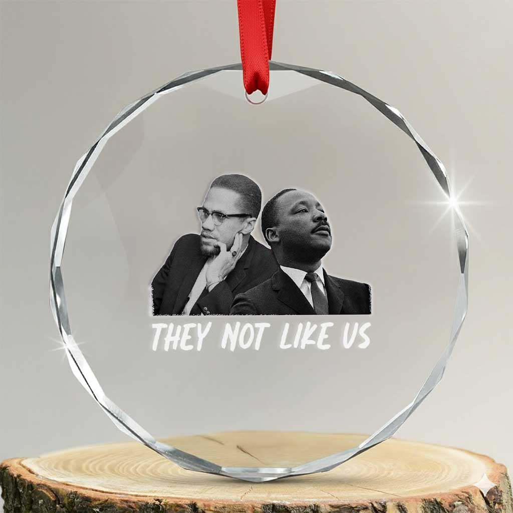 Malcolm X and MLK Crystal Glass Ornament They Not Like Us TS02 Transparent Glass 3'' Circle Print Your Wear