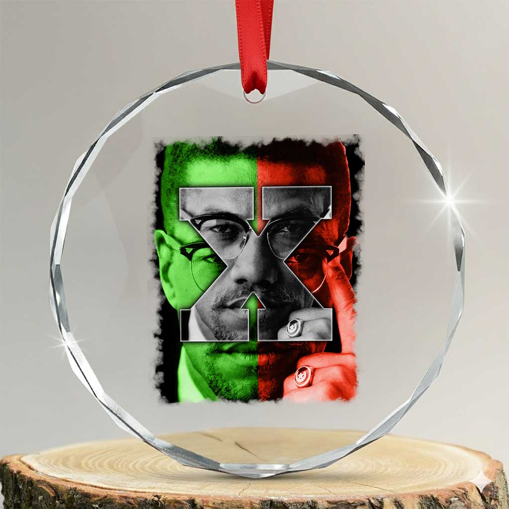Malcolm X Crystal Glass Ornament Black History Month TS10 Transparent Glass 3'' Circle Print Your Wear