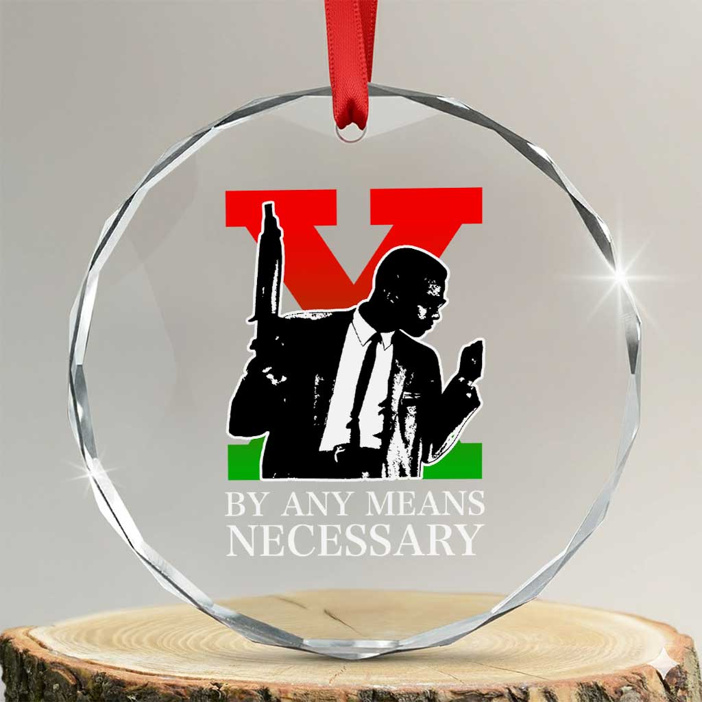 Malcolm X Crystal Glass Ornament By Any Means Necessary TS14 Transparent Glass 3'' Circle Print Your Wear