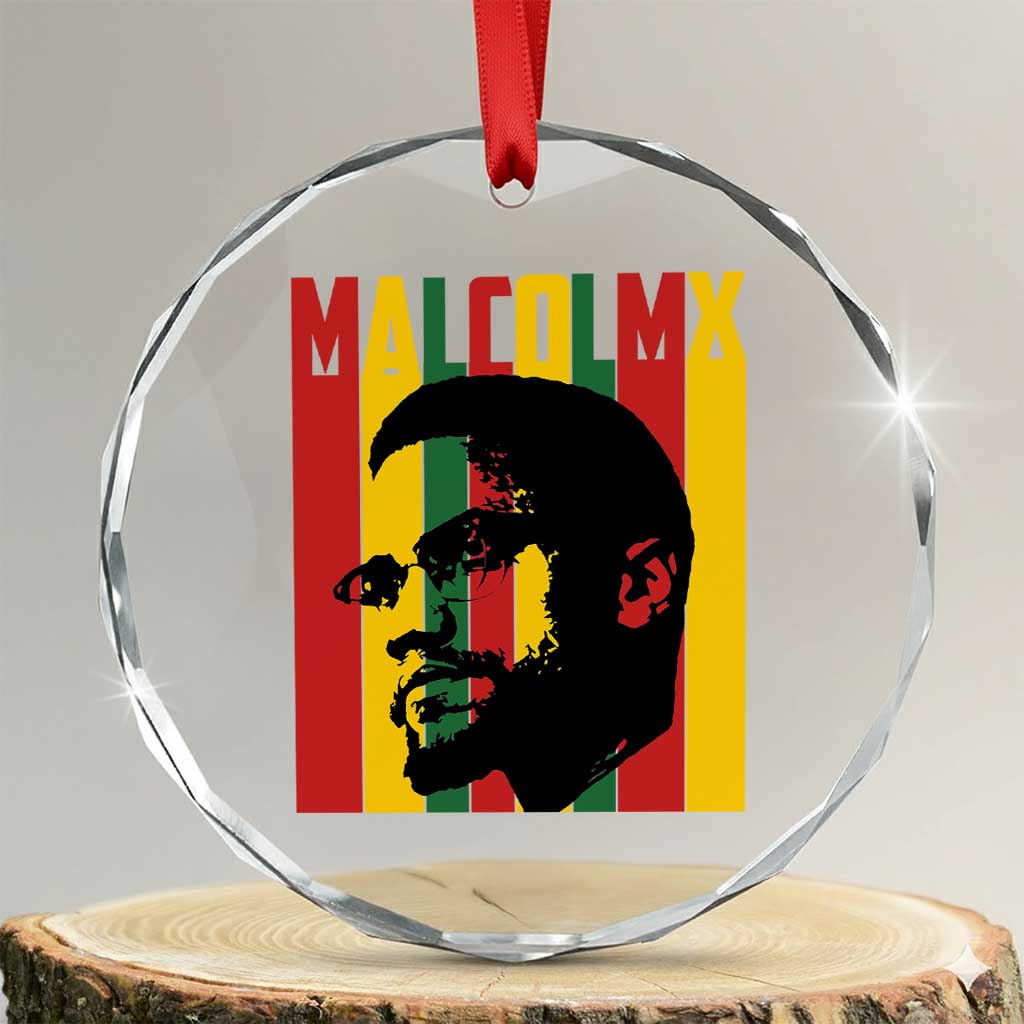 Malcolm X Crystal Glass Ornament Pan African Flag Black History TS14 Transparent Glass 3'' Circle Print Your Wear