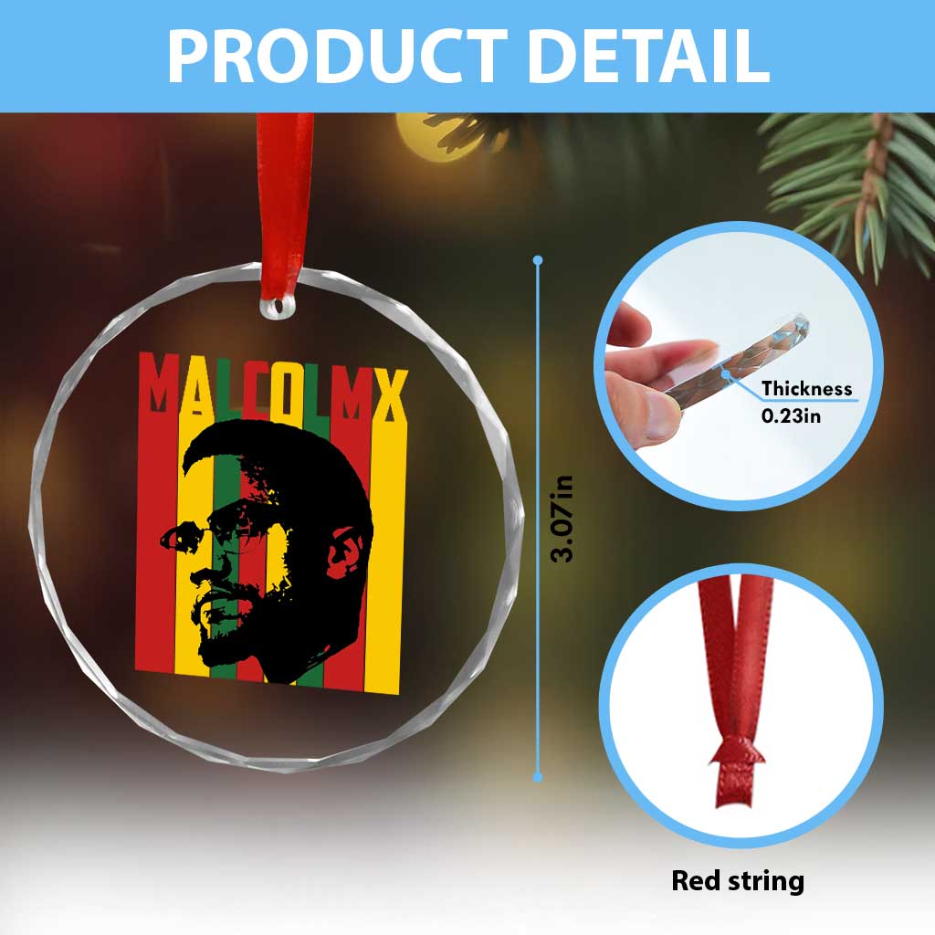 Malcolm X Crystal Glass Ornament Pan African Flag Black History TS14 Print Your Wear