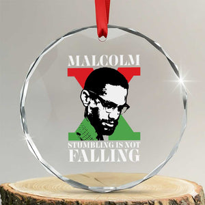 Malcolm X Crystal Glass Ornament Stumbling Is Not Falling Black History Leader TS12 Transparent Glass 3'' Circle Print Your Wear