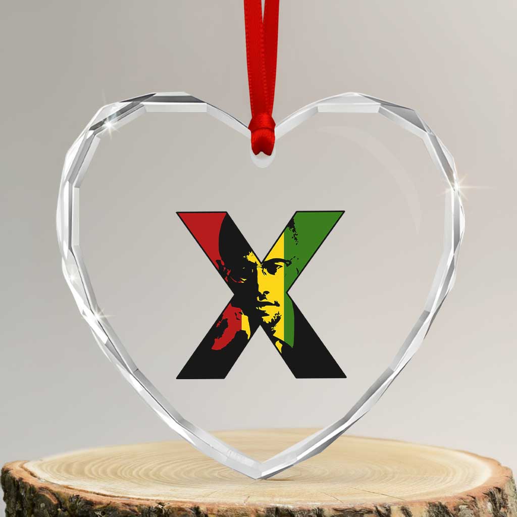 Malcolm X Heart Crystal Glass Ornament African American Heritage Gift TS12 Transparent Glass 3'' Heart Print Your Wear