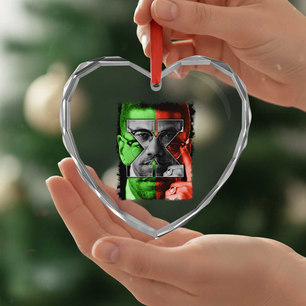 Malcolm X Heart Crystal Glass Ornament Black History Month TS10 Print Your Wear