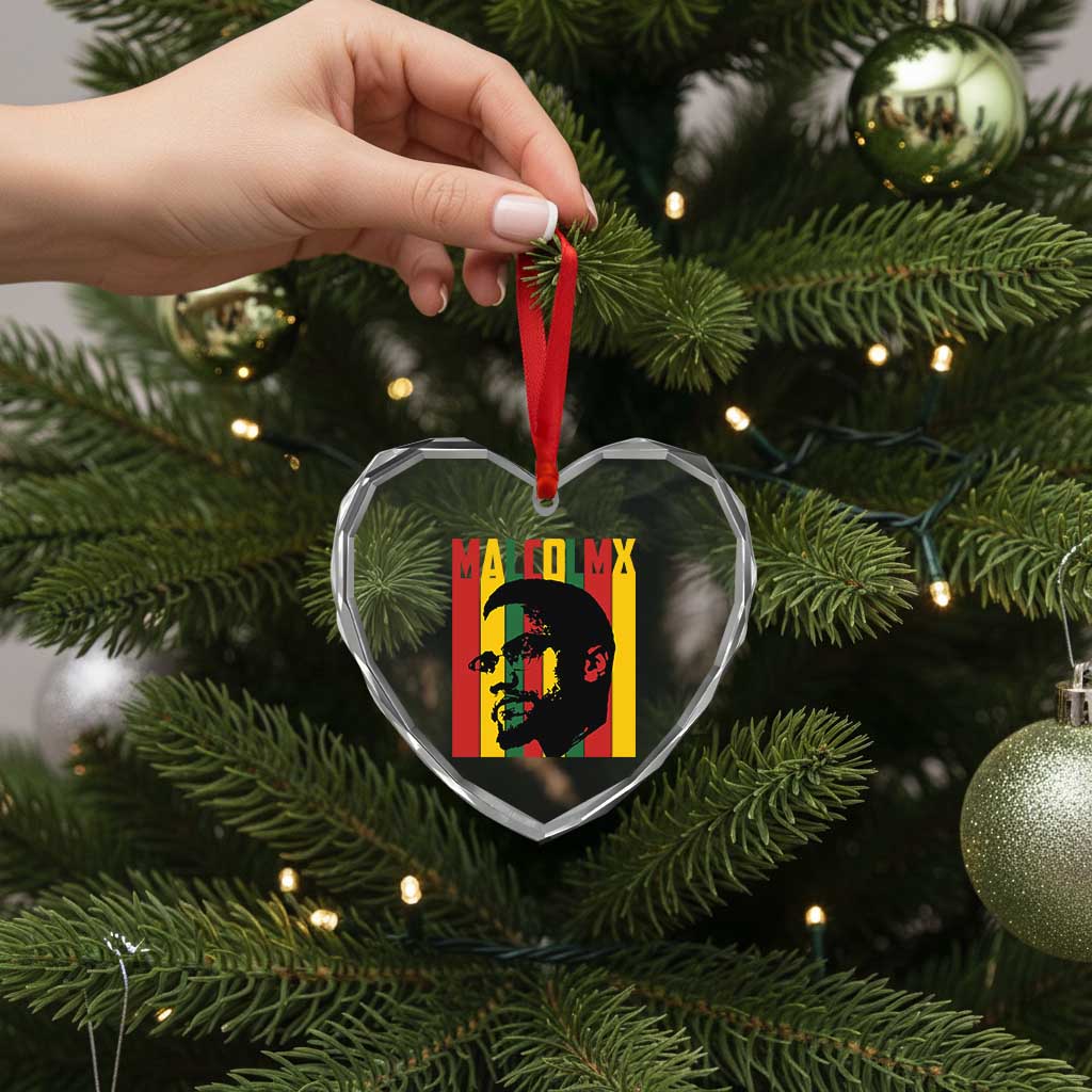 Malcolm X Heart Crystal Glass Ornament Pan African Flag Black History TS14 Print Your Wear