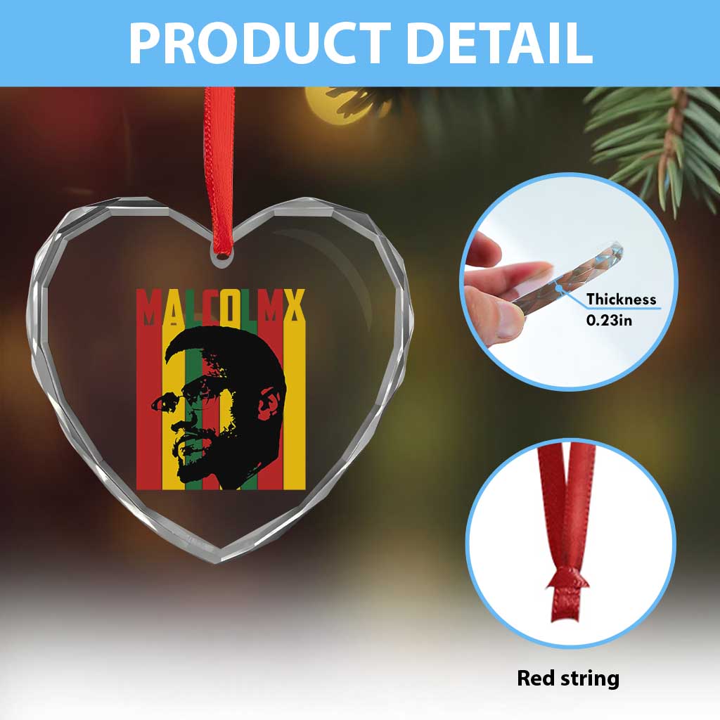 Malcolm X Heart Crystal Glass Ornament Pan African Flag Black History TS14 Print Your Wear