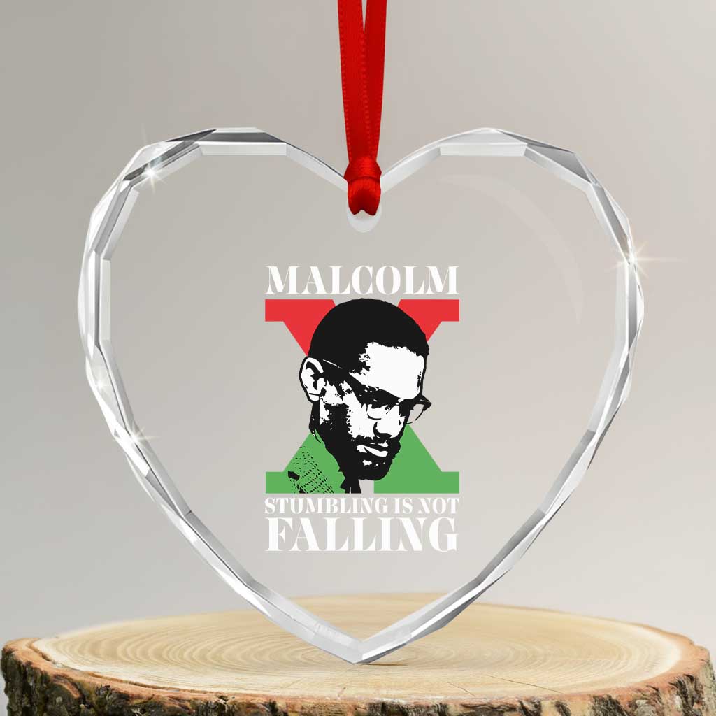 Malcolm X Heart Crystal Glass Ornament Stumbling Is Not Falling Black History Leader TS12 Transparent Glass 3'' Heart Print Your Wear