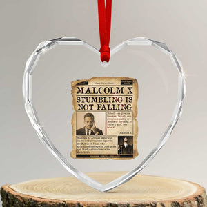 Malcolm X Heart Crystal Glass Ornament Stumbling Is Not Falling Civil Rights Leader TS12 Transparent Glass 3'' Heart Print Your Wear