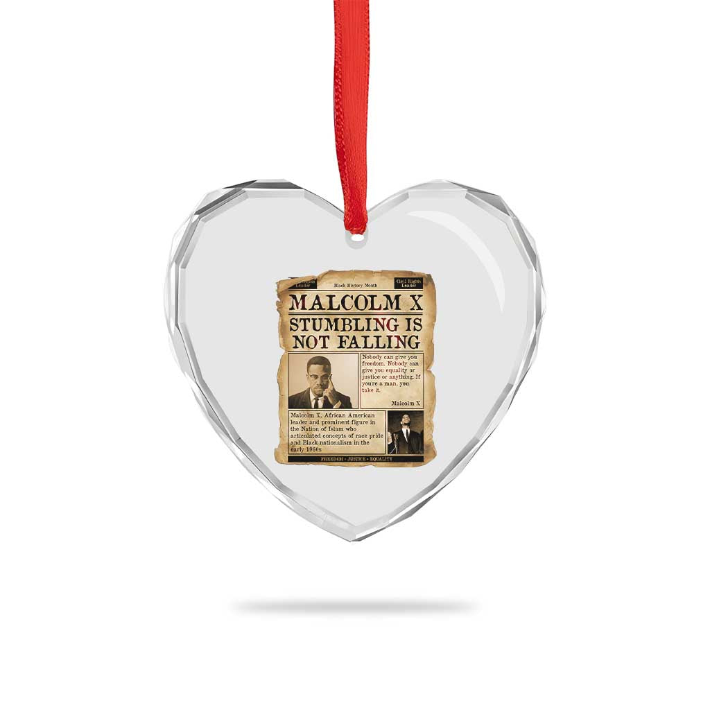 Malcolm X Heart Crystal Glass Ornament Stumbling Is Not Falling Civil Rights Leader TS12 Print Your Wear