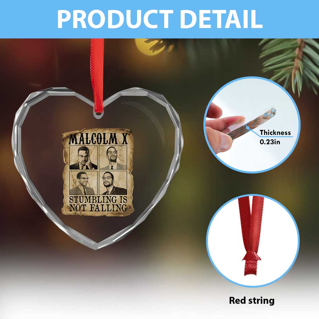 Malcolm X Heart Crystal Glass Ornament Stumbling Is Not Falling Historical Poster TS12 Print Your Wear