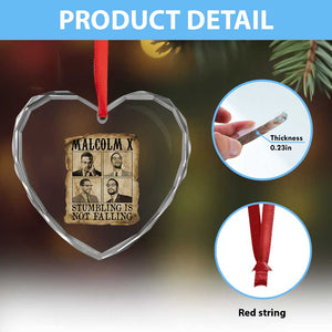 Malcolm X Heart Crystal Glass Ornament Stumbling Is Not Falling Historical Poster TS12 Print Your Wear