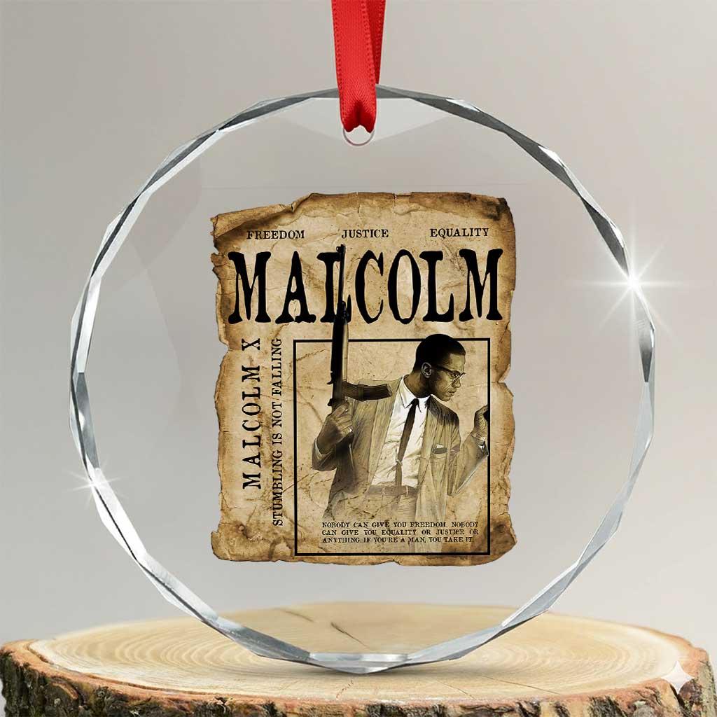 Malcolm X Historical Newspaper Crystal Glass Ornament Stumbling Is Not Falling Black History TS12 Transparent Glass 3'' Circle Print Your Wear