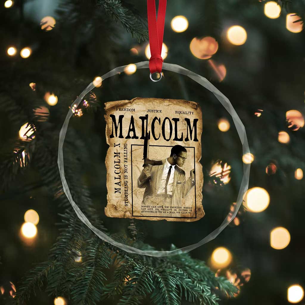 Malcolm X Historical Newspaper Crystal Glass Ornament Stumbling Is Not Falling Black History TS12 Print Your Wear