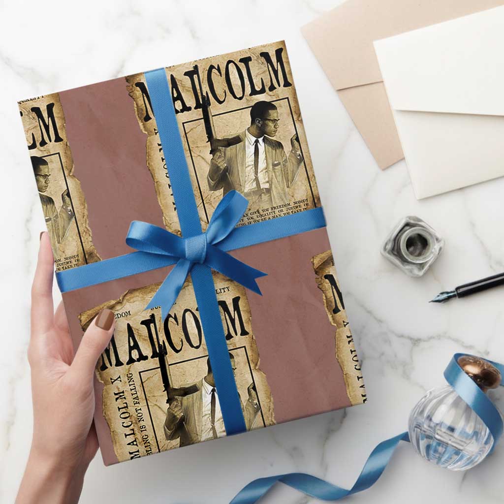 Malcolm X Historical Newspaper Wrapping Paper Roll Stumbling Is Not Falling Black History TS12 Mocha Print Your Wear