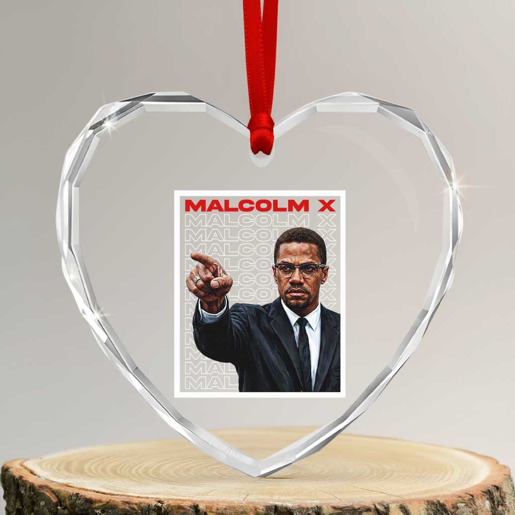 Malcolm X Legend Heart Crystal Glass Ornament African American Activist Legacy TS12 Transparent Glass 3'' Heart Print Your Wear