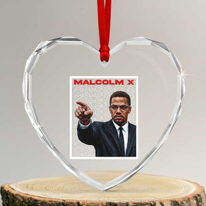 Malcolm X Legend Heart Crystal Glass Ornament African American Activist Legacy TS12 Transparent Glass 3'' Heart Print Your Wear